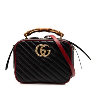 Gucci Pre-owned Gucci Small GG Marmont Matelasse Diagonal Leather Torchon Bamboo Satchel Ladies FR1IP18W9LNHLPFI