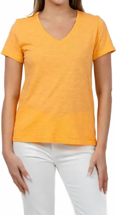 Elliott Lauren Short Sleeve V-Neck Tee In Creamsicle