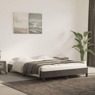 vidaXL Giroletto senza Materasso Grigio Scuro 140x190 cm Velluto - Vidaxl