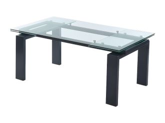 Vente-Unique Mesa de comedor extensible - Cristal templado y metal - Negro - 8 a 10 cubiertos - LUBANA
