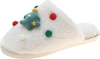 Generic Winter Plush Slippers, Christmas Soft Cozy House Shoes Warm Indoor Footwear Fluffy Non Slip Slippers Design For Women And Men Comfortable Plush Slip-O