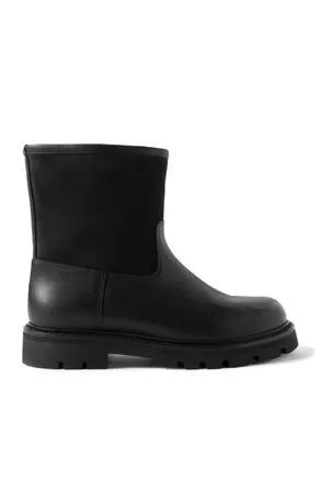 Loro Piana Suilven Walk Shearling-Lined Suede and Leather Boots