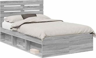 vidaXL Bed Frame Grey Sonoma 120 x 190 cm Solid Pine Wood vidaXL