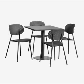 Sklum Sklum - Set Tavolo Quadrato Mizzi 70x70 cm e 4 Sedie da Giardino Tupah