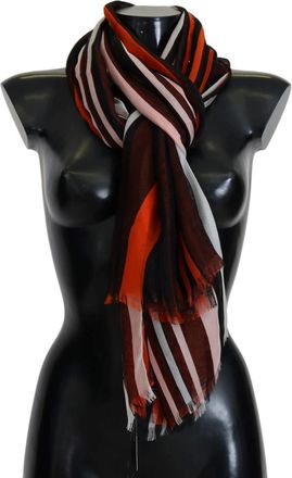 Dolce & Gabbana Rood Zwart Gestreepte Zijden Sjaal