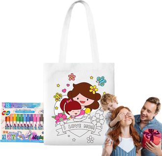Generic Paint Canvas Bag | Scribble On Bag | Mothers Day Educational Activity With Paint Pens For Kids 3+ Years Preschool School, style 6, se beskrivning