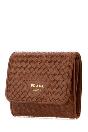 Prada Interlaced Leather Wallet - Brown