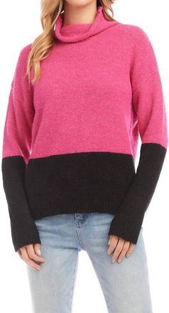 Karen Kane Harlow Colorblock Sweater In Hot Pink /black