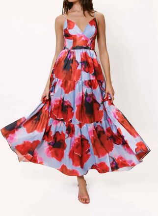 Hutch Russo Maxi Dress In Periwinkle Red Blot Floral