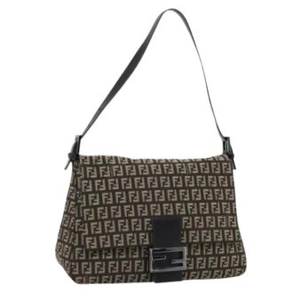 Fendi Pre-owned Zucchino Canvas Shoulder Bag - Dames - Pre-owned - Beige - Maat: ONE Size Leer