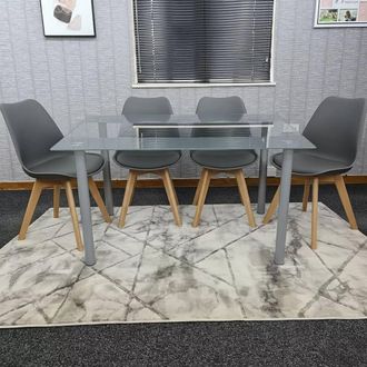 Kosy Koala Modern Dining Table Set with 4 Grey Chairs Dining Room Furniture