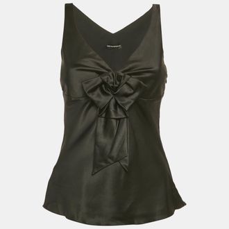 Emporio Armani Black Silk Bow Detail Top