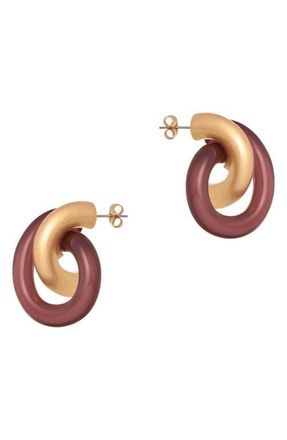 Reiss Pixie Polished Knot Earrings in Gold Tone /Burgundy at Nordstrom
