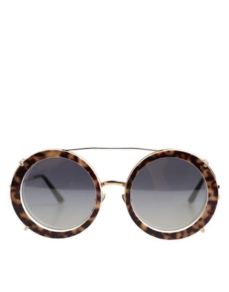 Dolce & Gabbana DG2198 Bruin Luipaardpatroon Gradient Ronde Zonnebril