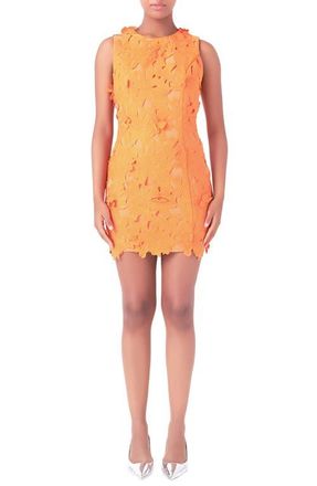 endless rose Floral Embroidered Sheath Dress in Orange at Nordstrom, Size X-Small