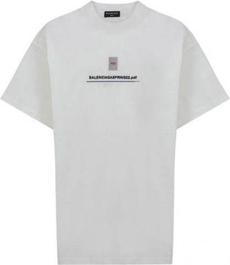 Balenciaga PDF Logo Oversized T-Shirt Off White 676589TLVF79016