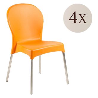 Dmora Silla De Exterior Eclectic, 4 Sillas, Apilable, Hecha En Italia, Soporta 120 Kg, Naranja