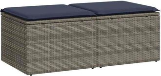 vidaXL Set Sof&aacute;s Jard&iacute;n Y Cojines 2 Pzas Rat&aacute;n Sint&eacute;tico Acacia Gris Vidaxl