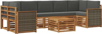 vidaXL Conjunto De Sof&aacute;s De Exterior 8 Uds. Natural Y Antracita Vidaxl