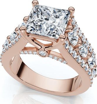 Pompeii3 Certified 3.80Ct Princess Cut Diamond Engagement Ring 14k Gold Lab Grown