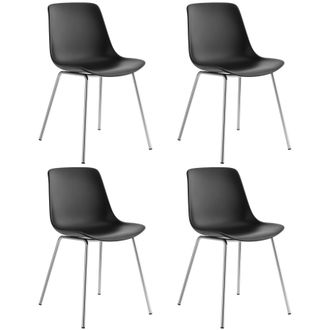 TecTake Dining Chair Mave Set Of 4 - Black/Chrome in Black | Size: 4 Pack