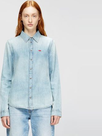 Diesel Denim shirt with embroidered logo - Denim Shirts - Woman - Blue
