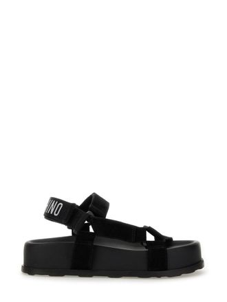 Moschino Black Leather Sandals