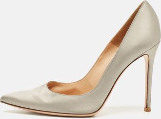 Gianvito Rossi Grey Satin Gianvito Pointed Toe Pumps