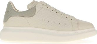 Alexander McQueen Ivory Leather Sneakers With Grey Leather Heel