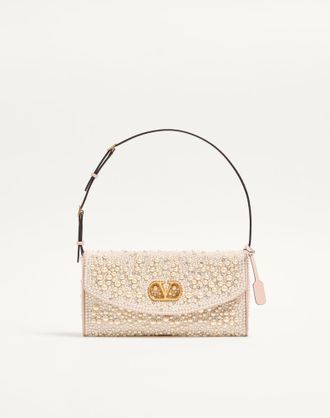 Valentino Garavani Valentino Garavani DeVain Small Shoulder Bag With Pearls And Rhinestones Wo