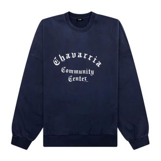 Willy Chavarria Sweatshirts, male, Blue, Size: L Contrast Logo Sweatshirt