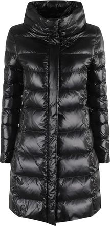 Fay Zwarte Lange Nylon Donsjas - Dames - Parka Jassen - Zwart - M - Nylon - Jassen