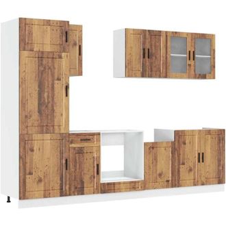 vidaXL Vidaxl - Mueble Cocina Kalmar Madera Vieja 8 Pzas Madera Contrachapada