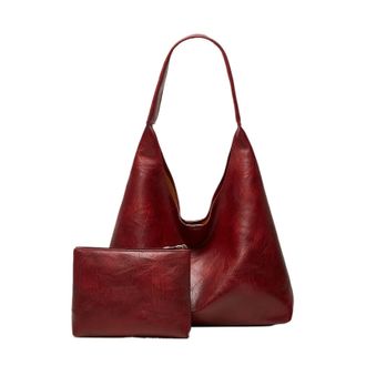 Generic Compatible For Tote bag hand bill of lading shoulder womens retro simple large(Burgundy)