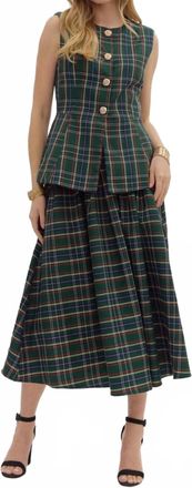 Entro Plaid Patterned Woven Vest In Green