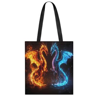 Generic Fire And Blue Dragons Womens Tote Casual Shopping Bag Lightweight Shoulder Bags Hobos Handbag for Work Travel Daily 35x40cm