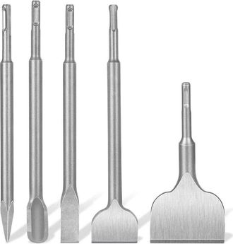 OEM Juego De Cinceles Sds Plus De 5 Piezas: Cincel Ancho, Cincel Plano, Cincel Puntiagudo Y Cincel En Forma De U Para Mamposter&iacute;a De Azulejos, Ladrillos, 