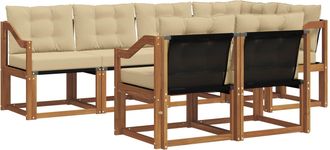 vidaXL Conjunto De Sof&aacute;s De Exterior 7 Uds. Natural Y Beige Vidaxl