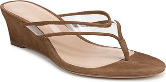 Veronica Beard Clea Wedge Flip Flop in Clear/Chestnut at Nordstrom, Size 5.5