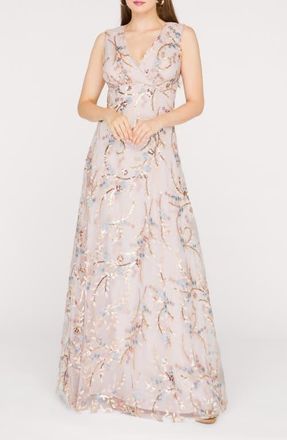 JS Collections Lavina Sequin Tulle Gown in Rose Gold at Nordstrom, Size 12