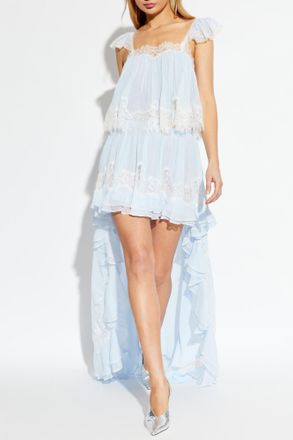 LoveShackFancy Silk Skirt Jolina, Womens, Blue