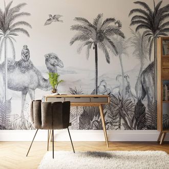 Superfresco Easy Animal Kingdom Mono Print To Order 3m x 2.8m Mural in White