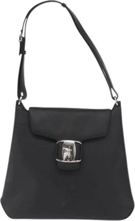 Ferragamo Pre-owned Shoulder Bags, female, Black, Size: ONE SIZE Pre-owned Leather Shoulder Bag