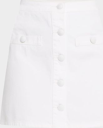 L'agence Kris Button-Front Denim Mini Skirt