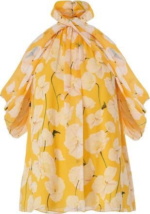 Carolina Herrera Abito midi a fiori - Giallo