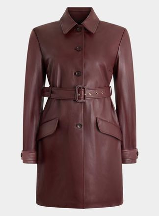 Bally Belted Coat in Leather in Red at Nordstrom, Size 40 Eu