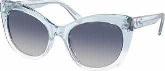 Swarovski Womens Cat Eye With Crystal Embellishment Sunglasses In 10474L - Blue/ Gradient Blue