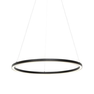 QAZQA Dise&ntilde;o L&aacute;mpara Colgante Inteligente Negra 80 Cm Con Led Y Rgbw - Girello Acero /aluminio /pl&aacute;stico Redonda Incluye Led Max. 1 X 35 Watt - Qazqa