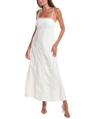 Gracia Crochet Trim Linen-Blend Maxi Dress