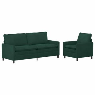 vidaXL Juego De Sof&aacute; 2 Uds. Verde Oscuro Terciopelo Vidaxl